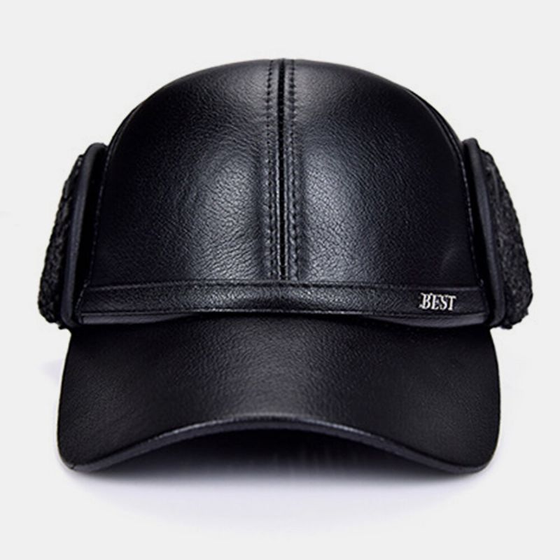 Protección Para Los Oídos De Piel Sintética Para Hombres Sombrero Grueso Y Cálido Para Papá Gorra De Béisbol Con Visera