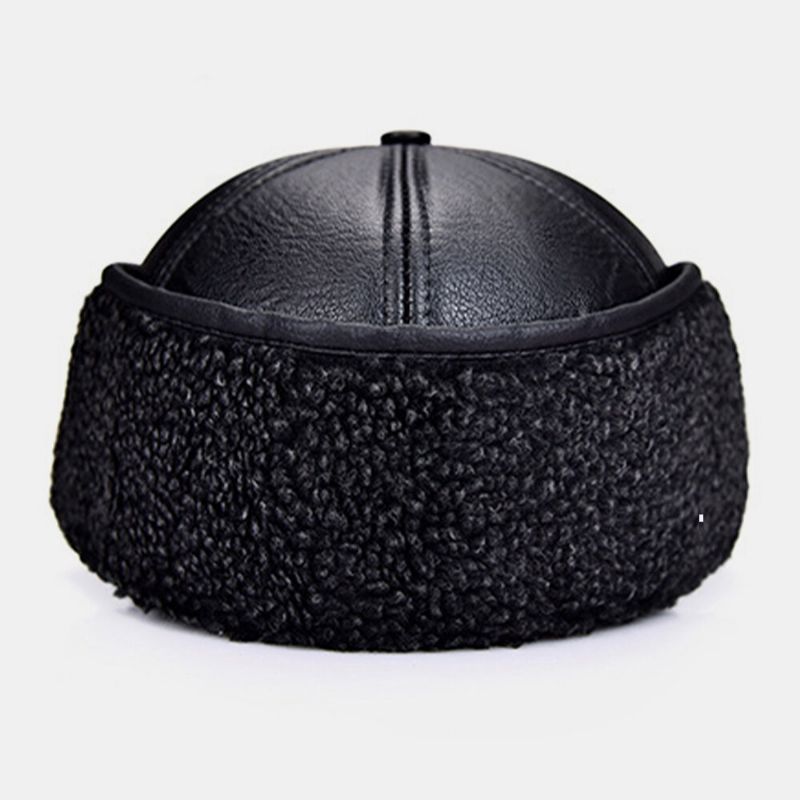 Protección Para Los Oídos De Piel Sintética Para Hombres Sombrero Grueso Y Cálido Para Papá Gorra De Béisbol Con Visera