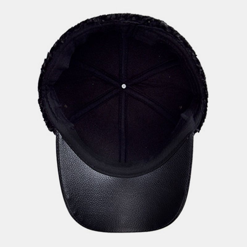 Protección Para Los Oídos De Piel Sintética Para Hombres Sombrero Grueso Y Cálido Para Papá Gorra De Béisbol Con Visera