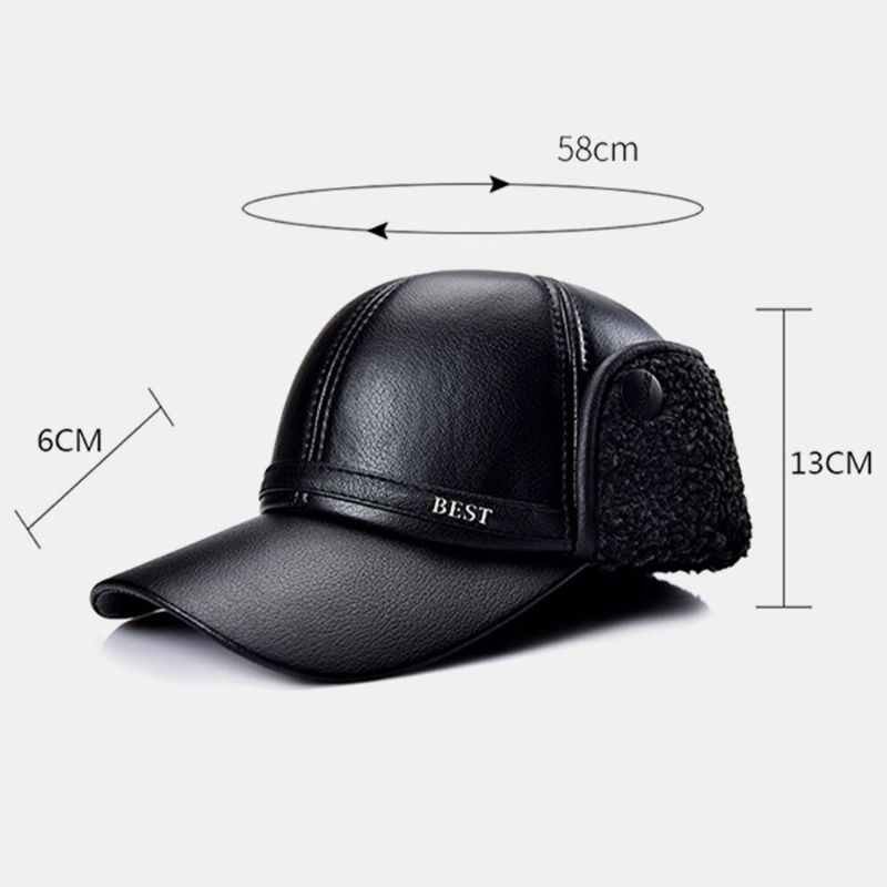 Protección Para Los Oídos De Piel Sintética Para Hombres Sombrero Grueso Y Cálido Para Papá Gorra De Béisbol Con Visera