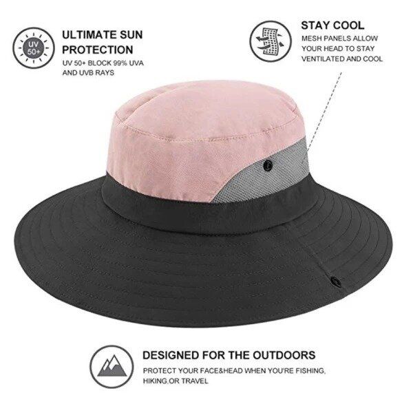 Protector Solar Protección Uv Pesca Montañismo Sombrero Para El Sol Sombrero De Cubo Ajustable Plegable De Ala Salvaje Para Mujer