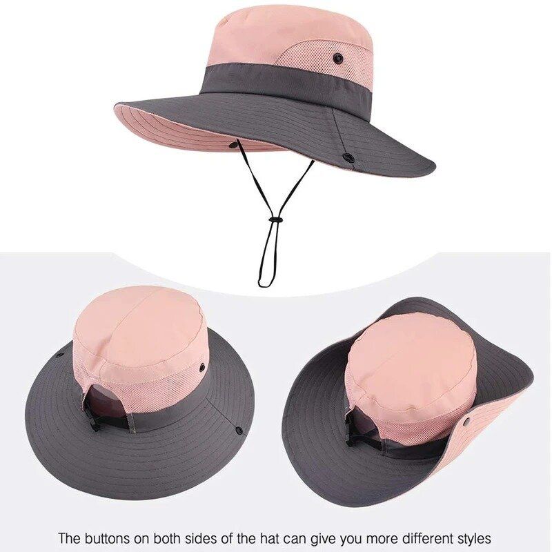 Protector Solar Protección Uv Pesca Montañismo Sombrero Para El Sol Sombrero De Cubo Ajustable Plegable De Ala Salvaje Para Mujer