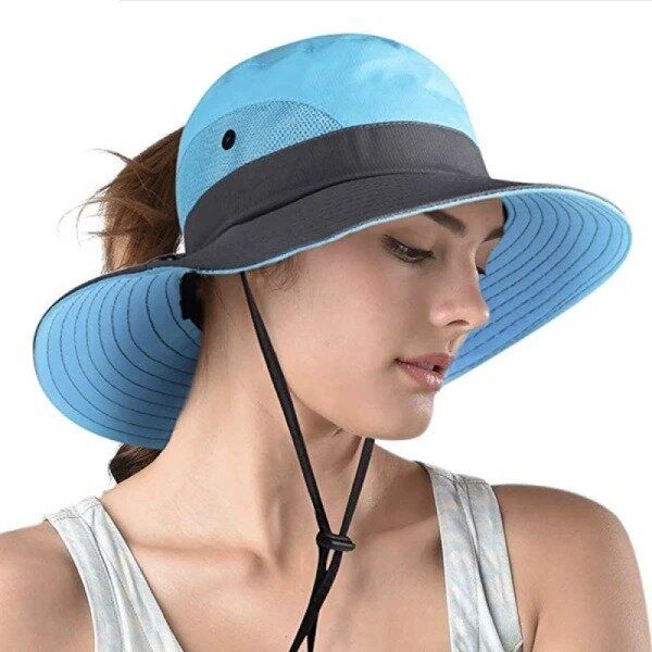 Protector Solar Protección Uv Pesca Montañismo Sombrero Para El Sol Sombrero De Cubo Ajustable Plegable De Ala Salvaje Para Mujer