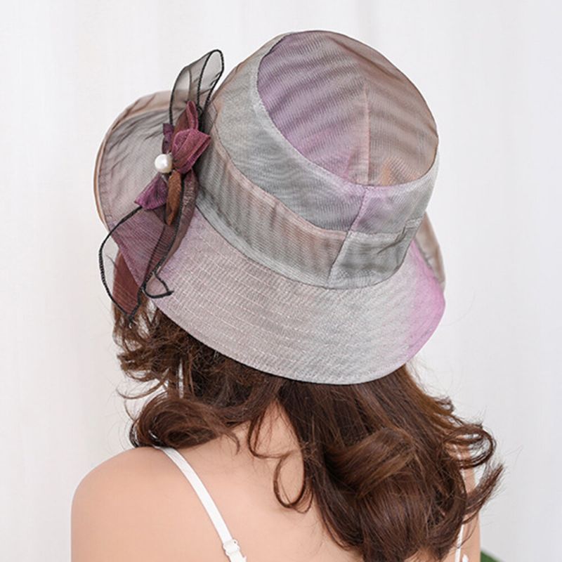 Sombrero De Ala Ancha Plegable De Malla Gorra Anti-uv Para Dama Flor Playa Sombrero De Sol Para Mujer Sombreros Elegantes De Verano