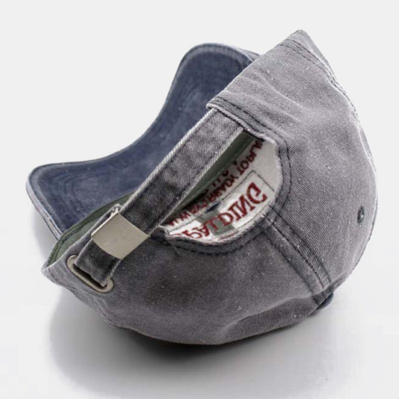 Sombrero De Béisbol Con Sombrilla Deportiva Informal Ajustable Patchwork Bordado Con Letras De Mezclilla Vieja Para Hombres