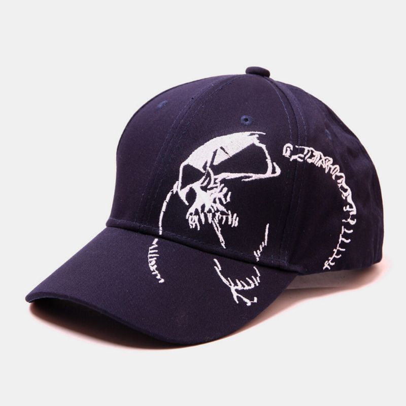 Sombrero De Béisbol Con Sombrilla Informal Al Aire Libre Con Patrón De Bordado De Calavera De Lona Unisex