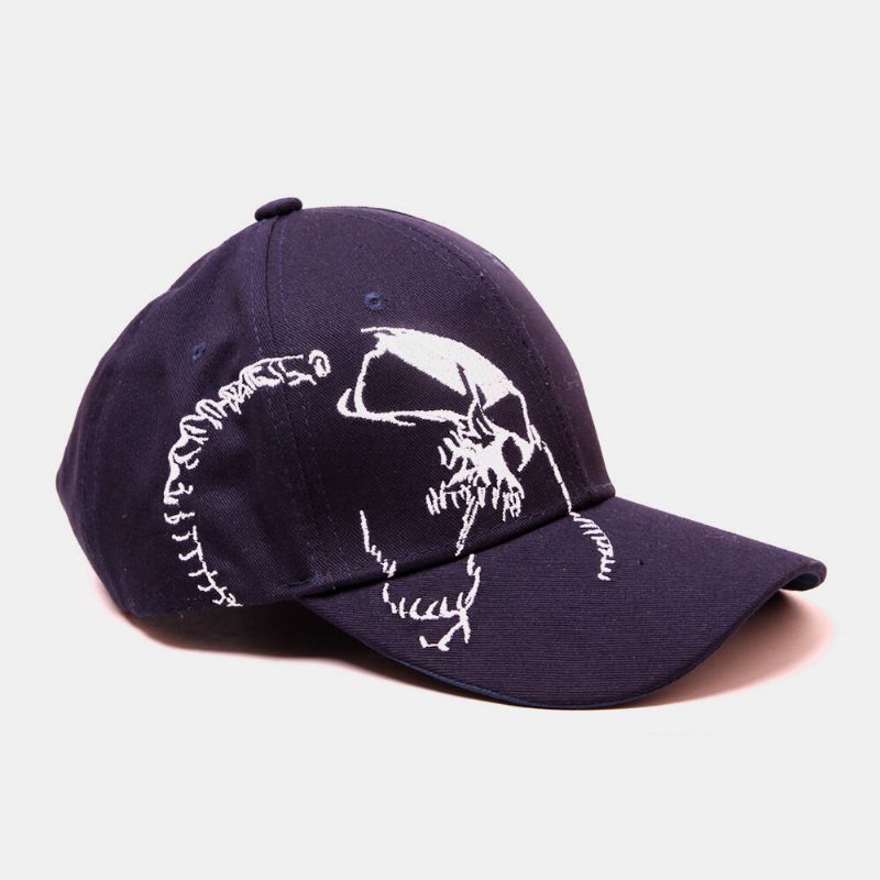 Sombrero De Béisbol Con Sombrilla Informal Al Aire Libre Con Patrón De Bordado De Calavera De Lona Unisex