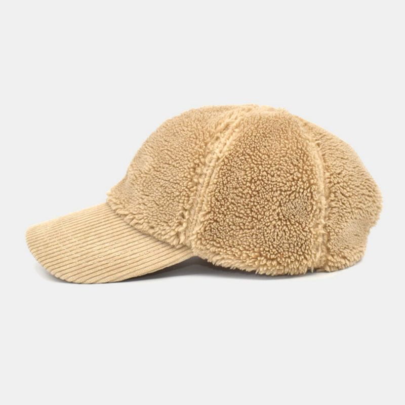 Sombrero De Béisbol Con Visera Solar De Personalidad De Moda Cálida Patchwork De Pana De Color Liso Para Mujer