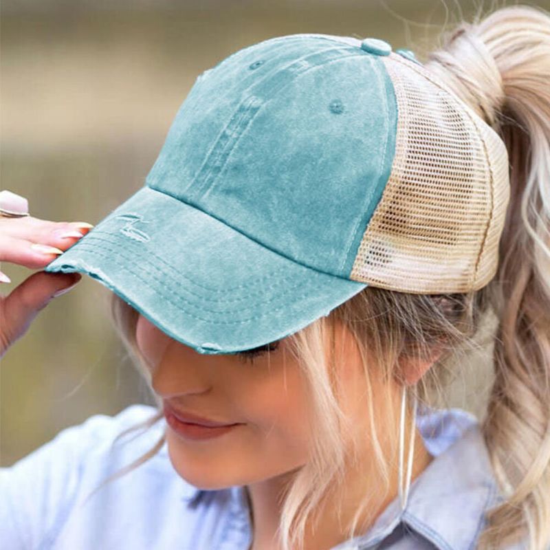 Sombrero De Béisbol De Malla Transpirable De Color Sólido De Algodón Para Mujer