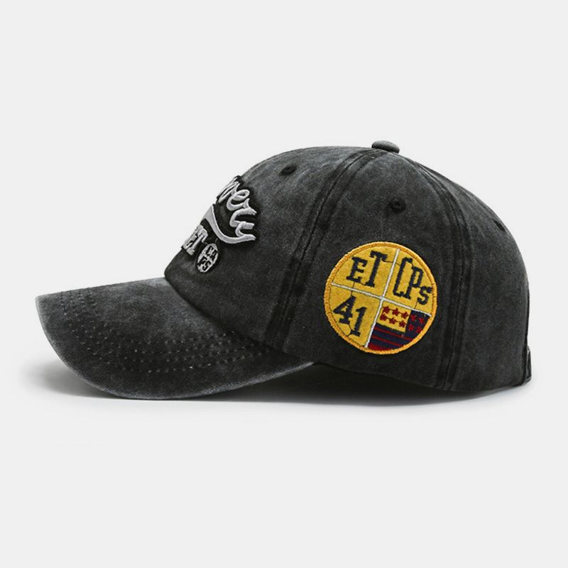 Sombrero De Béisbol De Sombrilla Informal Transpirable Con Bordado De Letras De Mezclilla Vieja Para Hombres Y Mujeres