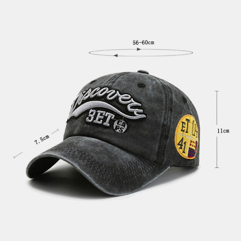 Sombrero De Béisbol De Sombrilla Informal Transpirable Con Bordado De Letras De Mezclilla Vieja Para Hombres Y Mujeres