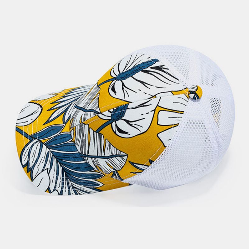 Sombrero De Béisbol Transpirable Con Sombrilla De Vacaciones Con Estampado De Flores De Moda De Malla Unisex