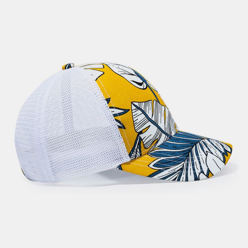 Sombrero De Béisbol Transpirable Con Sombrilla De Vacaciones Con Estampado De Flores De Moda De Malla Unisex