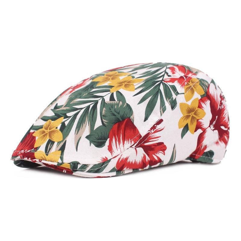 Sombrero De Boina De Algodón De Moda Con Estampado De Flores Unisex