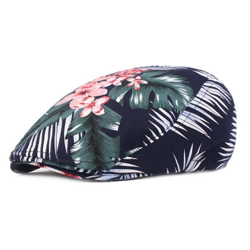 Sombrero De Boina De Algodón De Moda Con Estampado De Flores Unisex