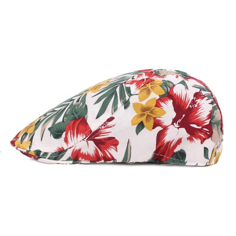 Sombrero De Boina De Algodón De Moda Con Estampado De Flores Unisex