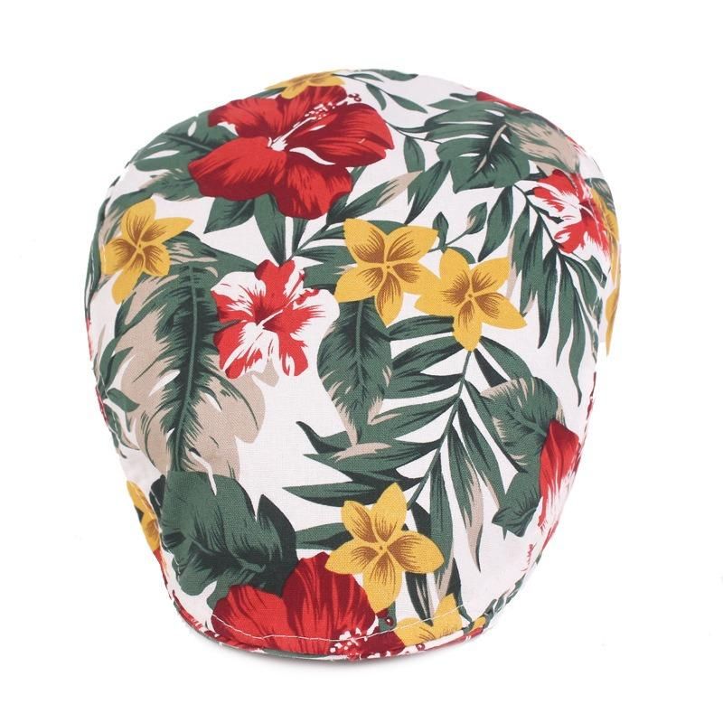 Sombrero De Boina De Algodón De Moda Con Estampado De Flores Unisex