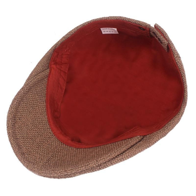 Sombrero De Boina De Pintor Ajustable De Lino De Verano Para Hombre Gorros Planos De Vendedor De Periódicos Cabbie