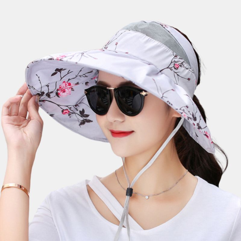 Sombrero De Copa Estampado Con Visera Para Mujer Sombrero Flexible De Protección Solar