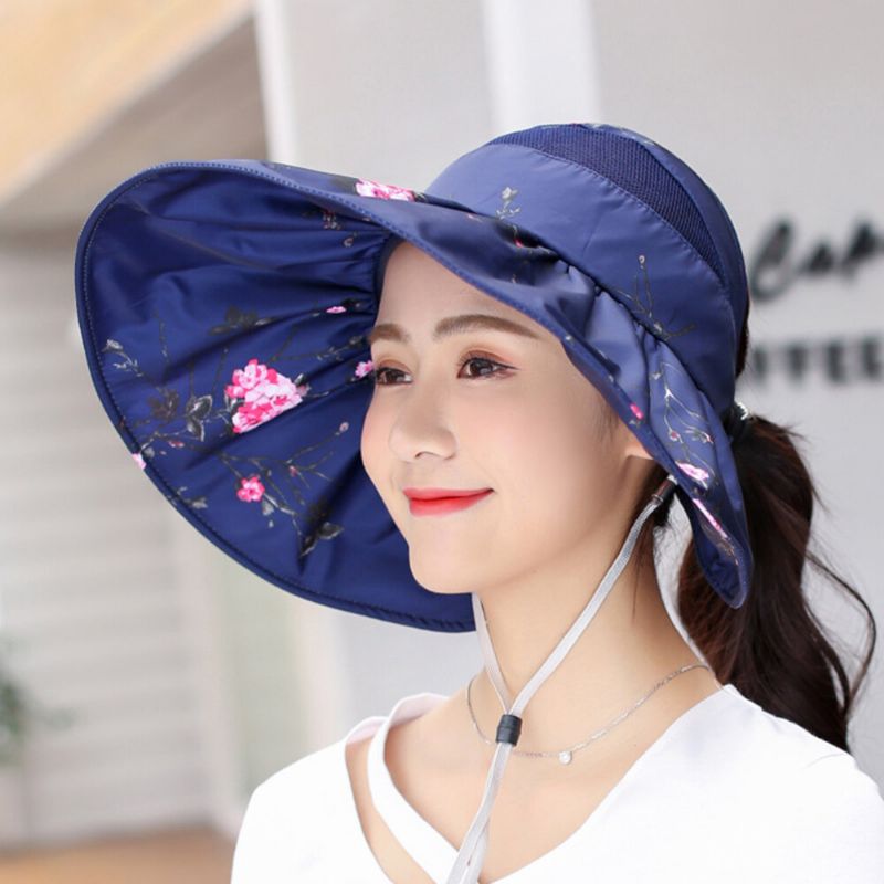 Sombrero De Copa Estampado Con Visera Para Mujer Sombrero Flexible De Protección Solar