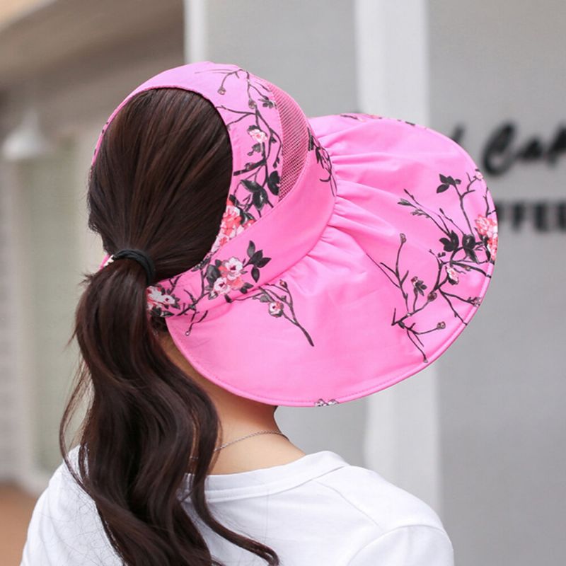 Sombrero De Copa Estampado Con Visera Para Mujer Sombrero Flexible De Protección Solar