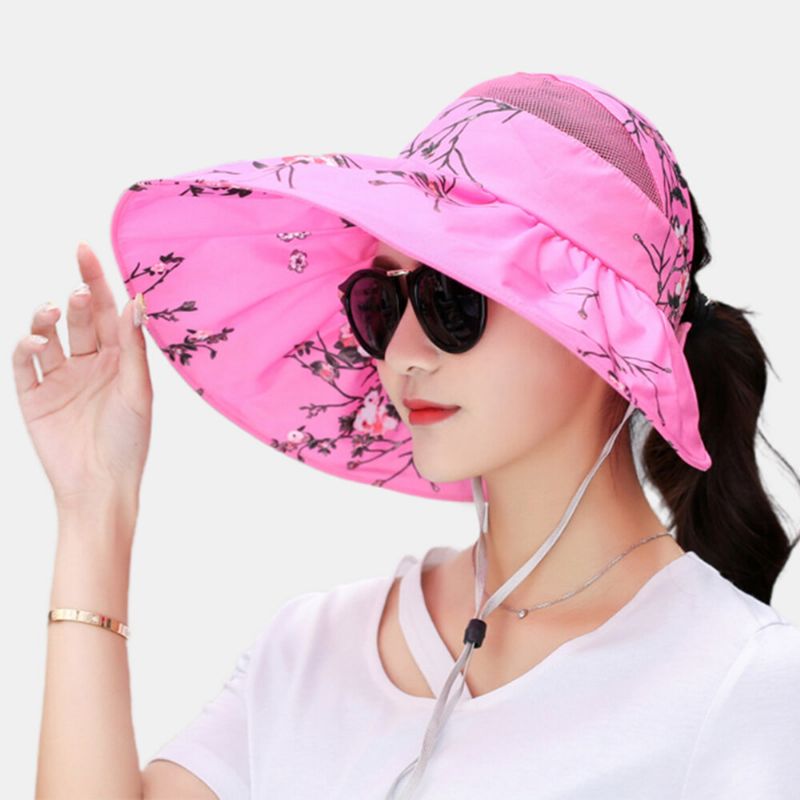 Sombrero De Copa Estampado Con Visera Para Mujer Sombrero Flexible De Protección Solar