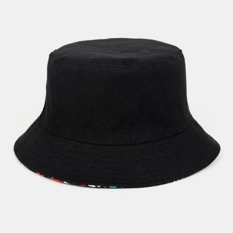 Sombrero De Cubo Con Estampado Geométrico De Bohemia De Estilo Étnico De Algodón De Doble Cara Unisex