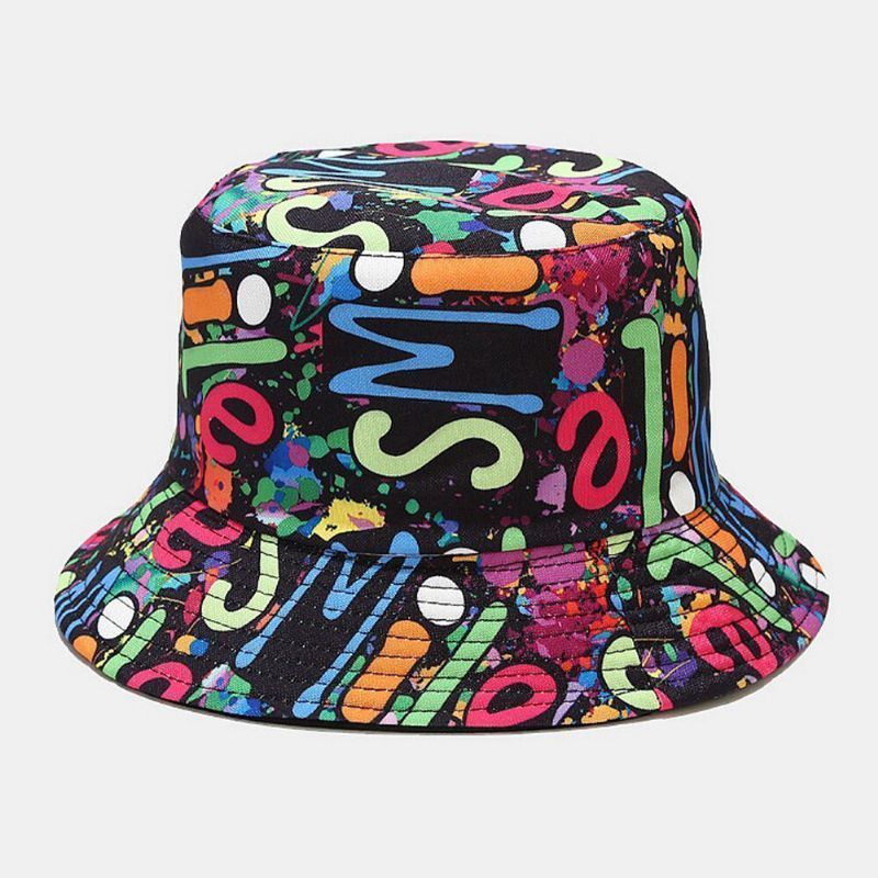 Sombrero De Cubo Con Sombrilla De Moda Hip-hop De Graffiti Colorido De Doble Cara Unisex