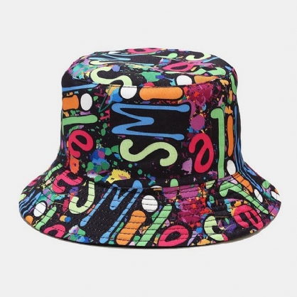 Sombrero De Cubo Con Sombrilla De Moda Hip-hop De Graffiti Colorido De Doble Cara Unisex