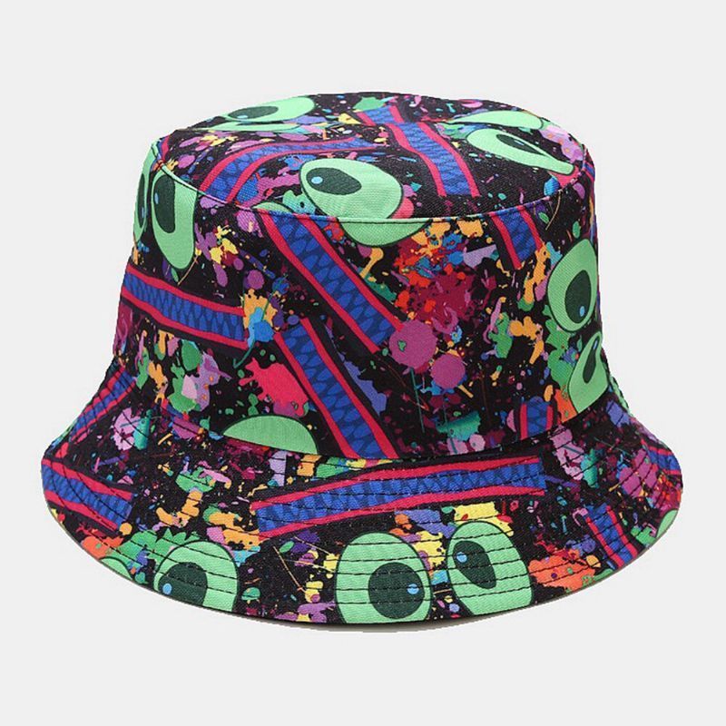 Sombrero De Cubo Con Sombrilla De Moda Hip-hop De Graffiti Colorido De Doble Cara Unisex