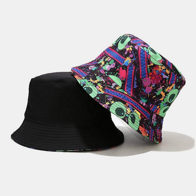 Sombrero De Cubo Con Sombrilla De Moda Hip-hop De Graffiti Colorido De Doble Cara Unisex