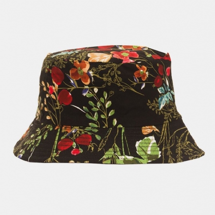 Sombrero De Cubo Con Visera Informal Al Aire Libre Con Estampado De Superposición Floral De Doble Cara Para Mujeres Y Hombres