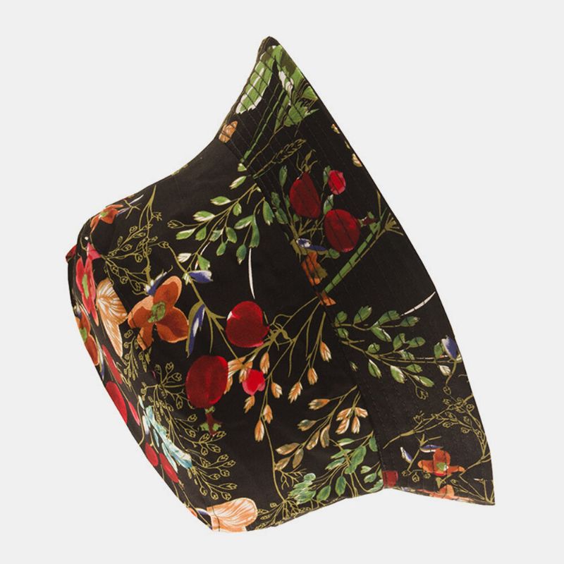 Sombrero De Cubo Con Visera Informal Al Aire Libre Con Estampado De Superposición Floral De Doble Cara Para Mujeres Y Hombres