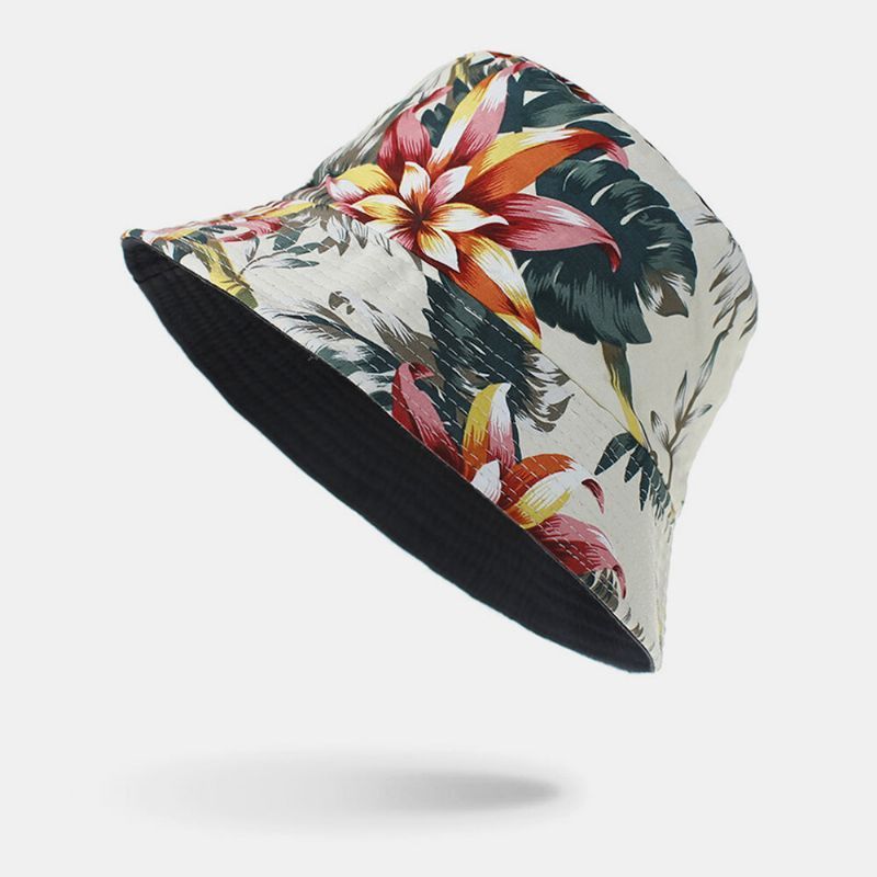 Sombrero De Cubo De Impresión De Estampado Floral Natural Colorido De Doble Cara De Algodón Unisex De Doble Cara