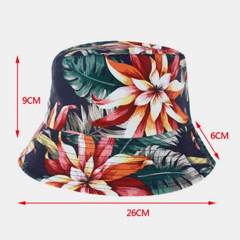 Sombrero De Cubo De Impresión De Estampado Floral Natural Colorido De Doble Cara De Algodón Unisex De Doble Cara