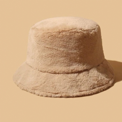 Sombrero De Cubo De Invierno Cálido Grueso Para Mujer Color Sólido Niñas Sombreros De Terciopelo Con Parte Superior Plana Para Mujer Bob De Felpa