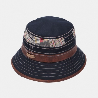 Sombrero De Cubo De Moda Unisex Con Patrón De Puntos A Rayas Unisex Patchwork Con Bordes Únicos