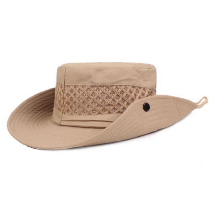 Sombrero De Cubo Para Hombre Gorra De Sombrilla Impermeable Y Transpirable Sombrero De Pesca Ajustable Ala De Gran Tamaño Con Cuerda Para Ciclismo De Pesca Al Aire Libre