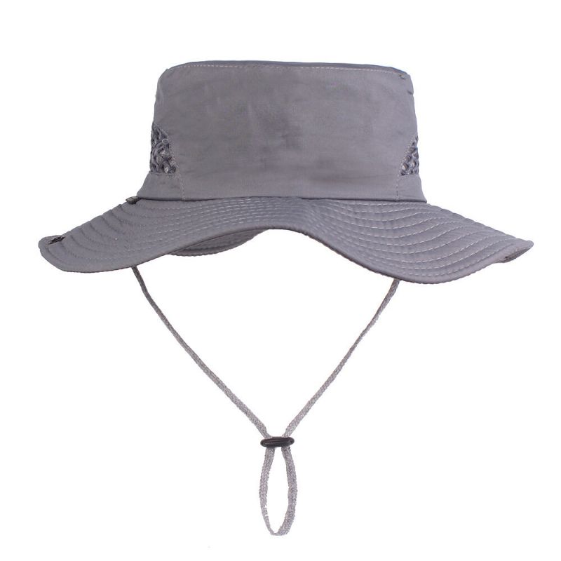 Sombrero De Cubo Para Hombre Gorra De Sombrilla Impermeable Y Transpirable Sombrero De Pesca Ajustable Ala De Gran Tamaño Con Cuerda Para Ciclismo De Pesca Al Aire Libre