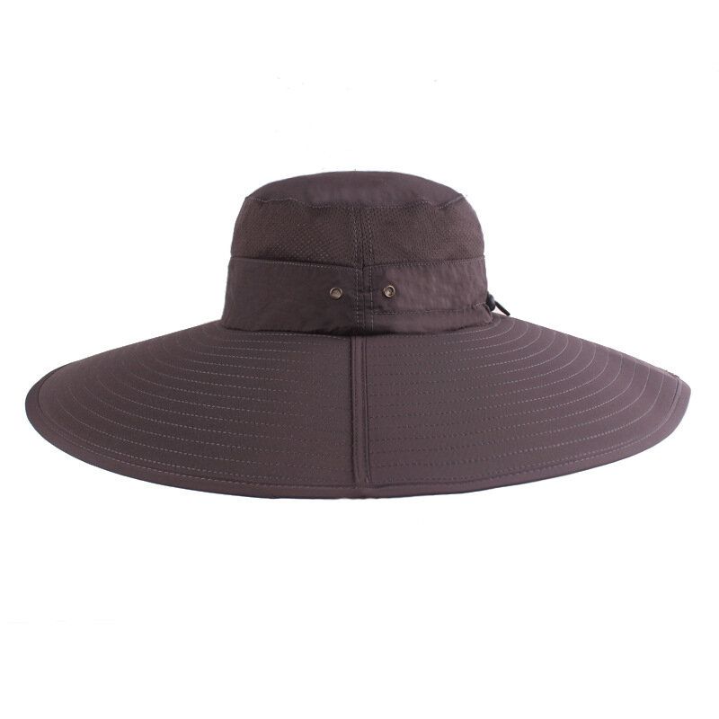 Sombrero De Cubo Para Hombre Gorra De Sombrilla Suave Y Transpirable Sombrero De Pesca Ala De Gran Tamaño Con Cuerda Ciclismo Al Aire Libre Escalada