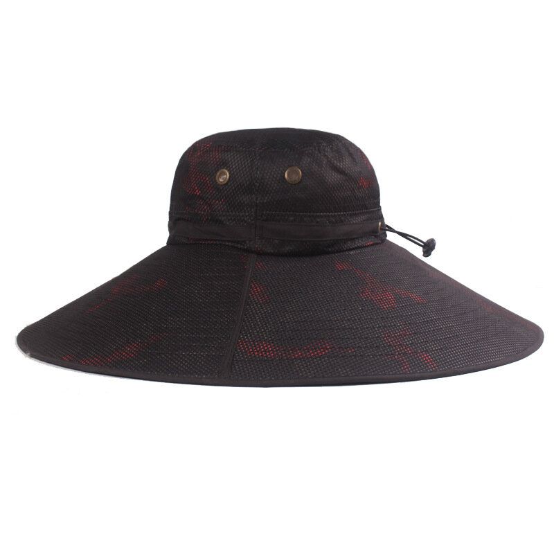 Sombrero De Cubo Para Hombre Malla Transpirable Gorra De Sombrilla Sombrero De Pesca Ala De Gran Tamaño Con Cuerda Ciclismo Al Aire Libre Escalada