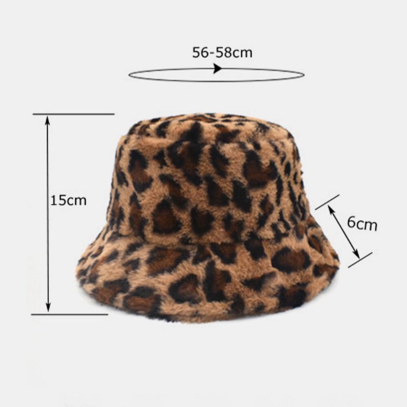 Sombrero De Cubo De Personalidad Informal Con Patrón De Leopardo Suave Cálido Para Mujer Con Pelo De Cordero