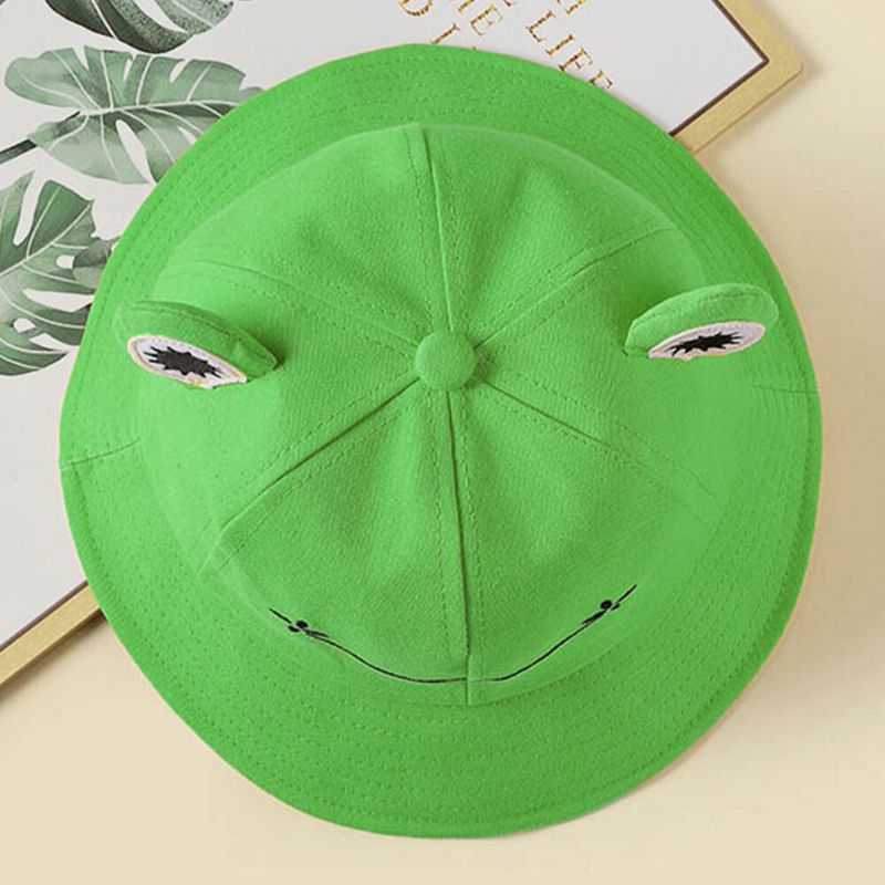 Sombrero De Cubo De Protección Solar Para Exteriores Con Forma De Rana Pequeña De Dibujos Animados Unisex