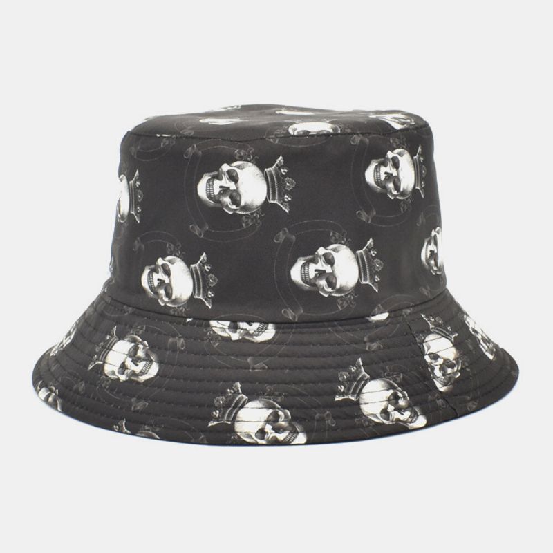 Sombrero De Cubo De Sombrilla Informal Al Aire Libre Con Estampado De Flores De Calavera De Algodón Unisex