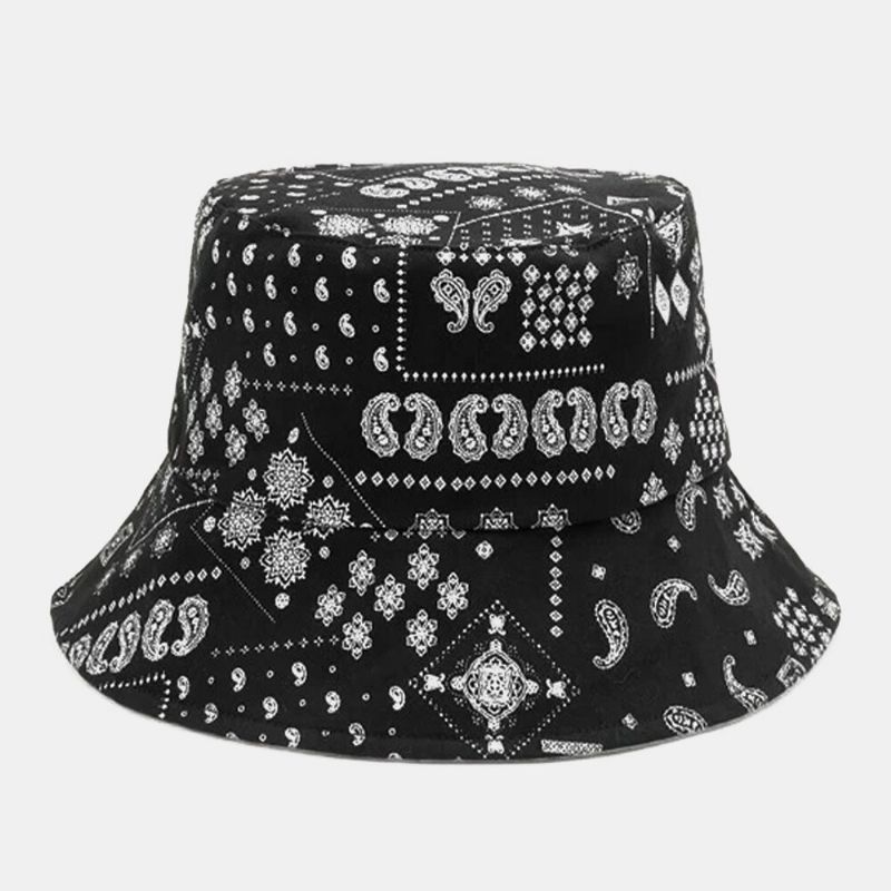 Sombrero De Cubo Unisex De Algodón De Doble Cara Con Diseño Floral De Anacardo A La Moda