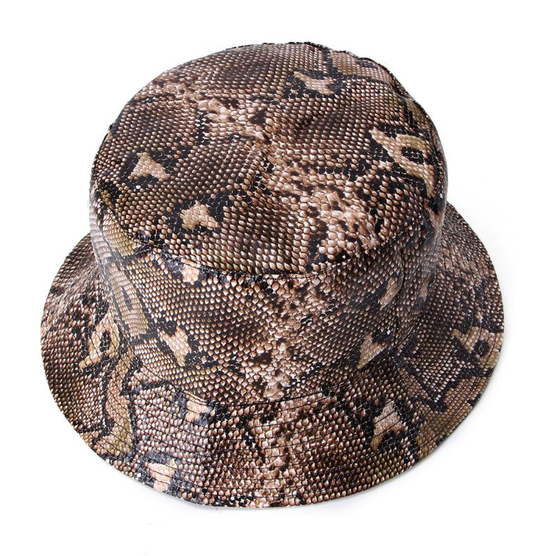 Sombrero De Cubo Unisex Con Patrón De Serpiente Sombrero De Cubo De Doble Cara Sombrero De Pescador Con Parasol Portátil