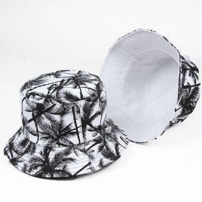 Sombrero De Cubo Utilizable De Doble Cara Con Estampado De Coco Para Mujer Sombrero De Pescador Con Visera De Protección Solar Para Exteriores