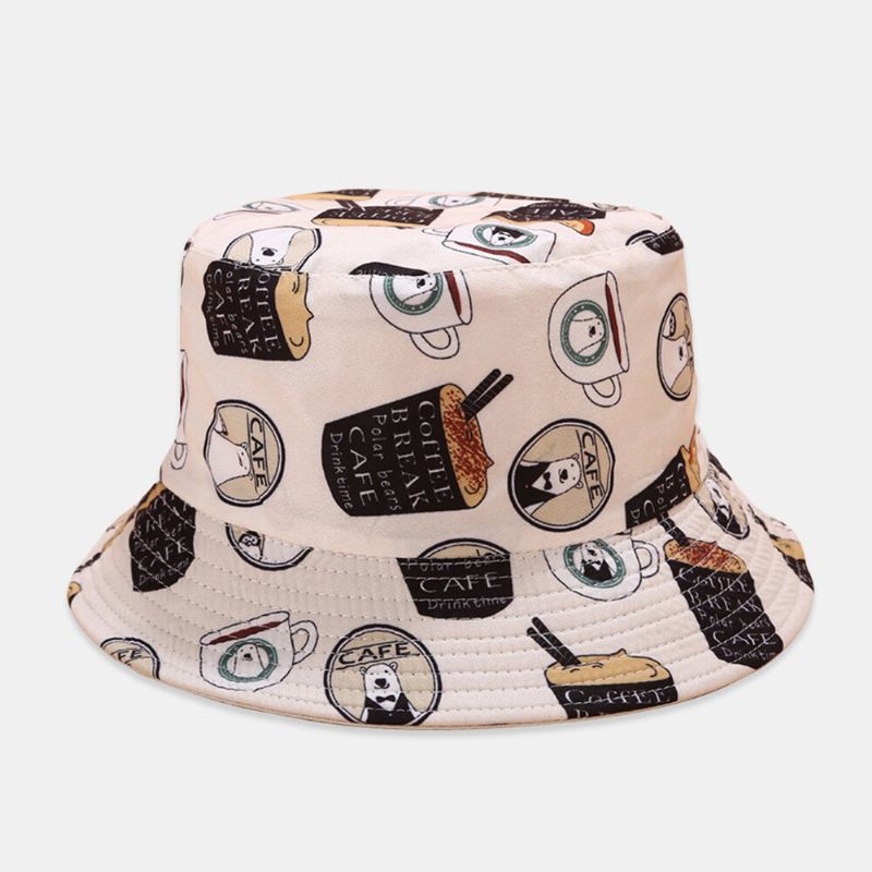 Sombrero De Cubo Utilizable De Doble Cara Con Estampado De Coco Unisex Sombrero De Pescador Con Visera De Protección Solar Para Exteriores