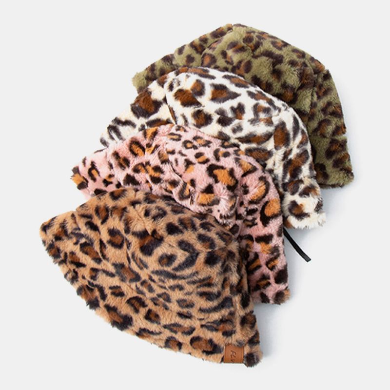 Sombrero De Cubo De Viaje Al Aire Libre Suave Y Casual Con Patrón De Leopardo De Fieltro Para Hombres Y Mujeres