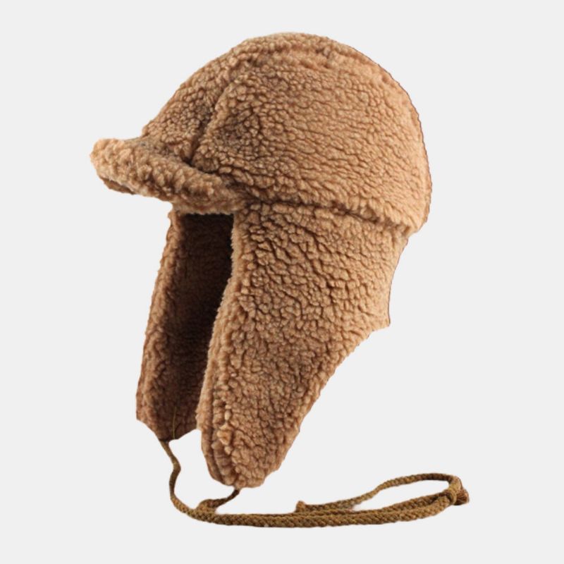 Sombrero De Invierno Grueso A Prueba De Frío Con Pelo De Cordero Para Hombres Y Mujeres Sombrero De Trampero Con Protección Para Los Oídos